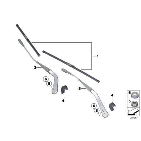 Cache de bras d'essuie-glace avant RHD 1 pièce - Pièce d'origine BMW 61617138991