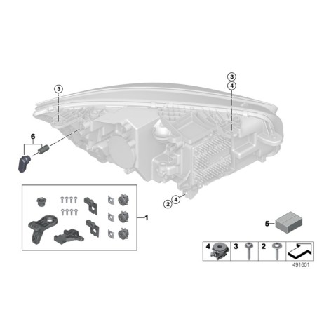Écrou de boîtier de phare de la série F - Pièce d'origine BMW 2x63127280779