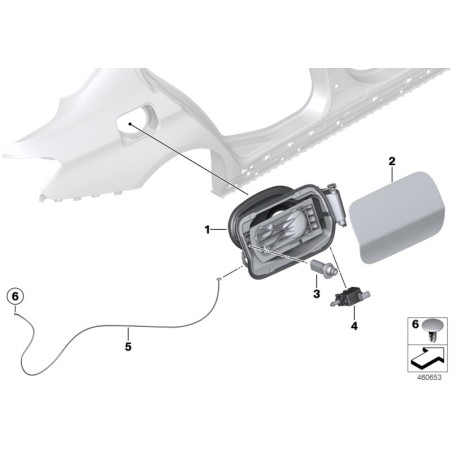 Trappe de verrouillage du bouchon de remplissage de carburant - Pièce d'origine BMW 51177284741