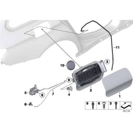 Trappe de verrouillage du bouchon de remplissage de carburant - Pièce d'origine BMW 51178228939
