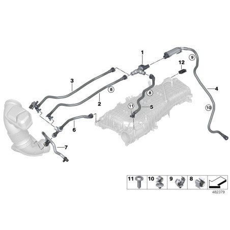 Ligne de respiration du réservoir de carburant - Pièce d'origine BMW 13907643104