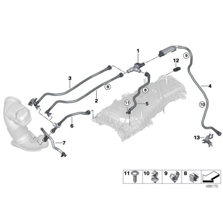 Ligne de pompe d'aspiration du réservoir de carburant - Pièce d'origine BMW 13908605160
