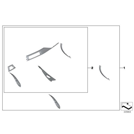 Kit de garniture intérieure en fibre de carbone complète LHD - Pièce d'origine BMW 51952350474