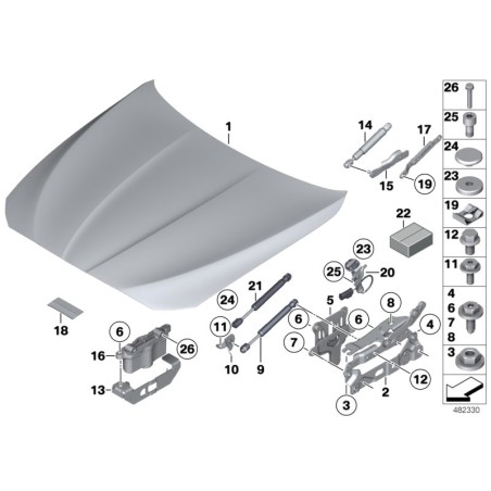 Ressort de pression de gaz actif pour capot - Pièce d'origine BMW 51237207188