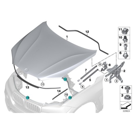 Ressort de pression de gaz actif pour capot - Pièce d'origine BMW 51237308065