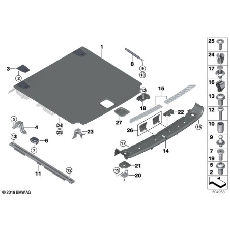 Ressort à gaz pour plancher - Pièce d'origine BMW 51477442678