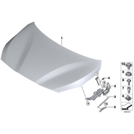 Vérin à gaz pour capot - Pièce d'origine BMW 51237300535