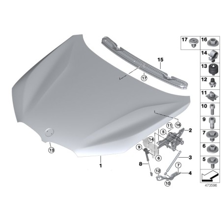 Vérin à gaz pour capot - Pièce d'origine BMW 51237329410