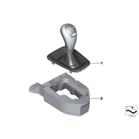 Pommeau de levier de vitesses avec revêtement en cuir - Pièce d'origine BMW 25122283706 Pommeau de levier de vitesses avec revêtement en cuir - Pièce d'origine BMW 25122283706