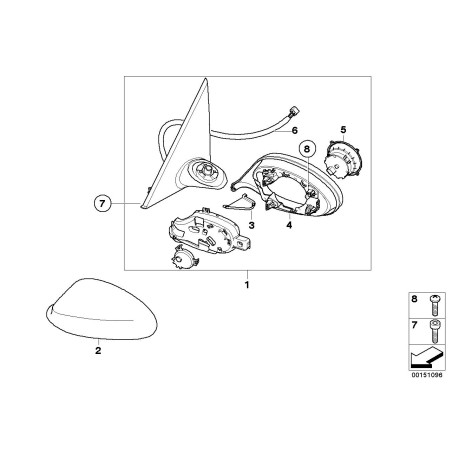 Pièce d'origine Capuchon de rétroviseur gauche Pièce d'origine BMW 7164981