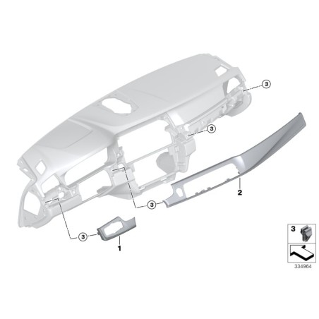 Garniture de tableau de bord en noir brillant - Pièce d'origine BMW 51459166649