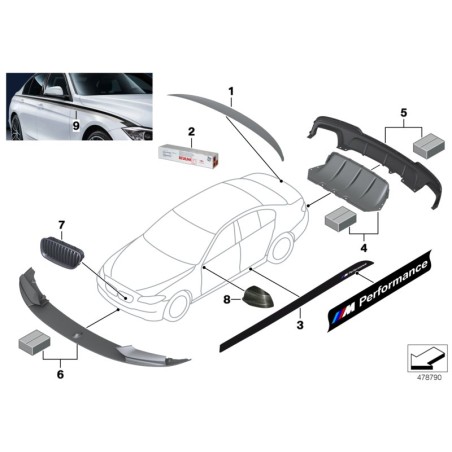 Ensemble de grilles de rein noir brillant - Pièce d'origine BMW 51712352807/51712352808 Ensemble de grilles de rein noir brillant - Pièce d'origine BMW 51712352807/51712352808