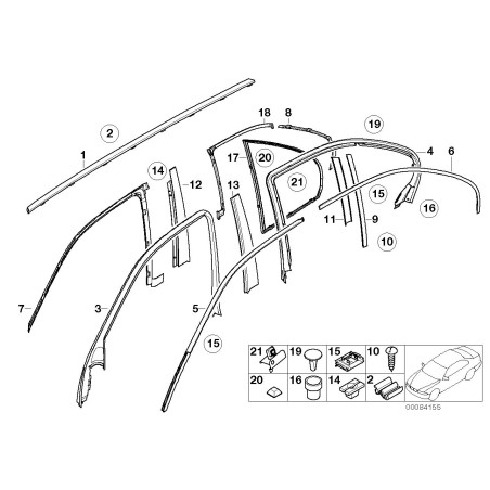 Garniture de contour de vitre brillante gauche - Pièce d'origine BMW 51322427409