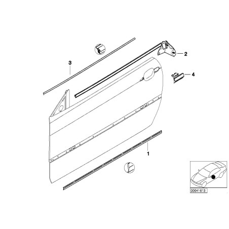 Garniture de contour de vitre brillante droite - Pièce d'origine BMW 51327890454