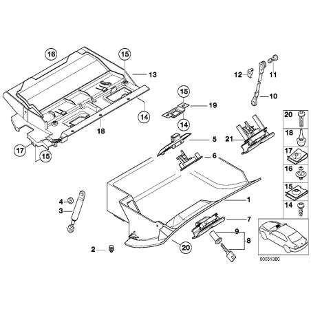 Kit de réparation du cylindre de verrouillage de la boîte à gants - Pièce d'origine BMW 51169061388