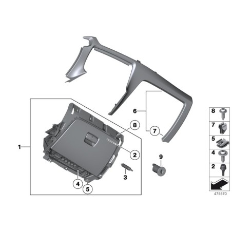 Kit de réparation de serrure de boîte à gants - Pièce d'origine BMW 51167001461