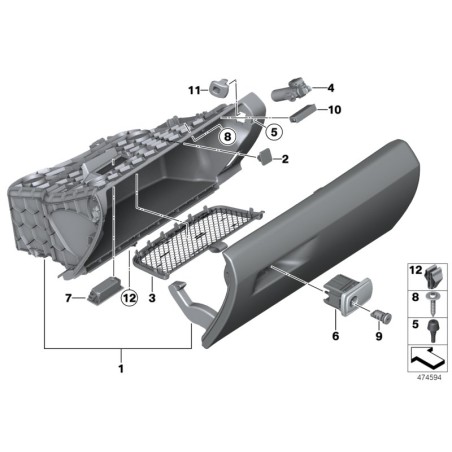 Filet de rangement pour boîte à gants - Pièce d'origine BMW 51169248396
