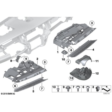 Clip de grille - Pièce d'origine BMW 51131885399