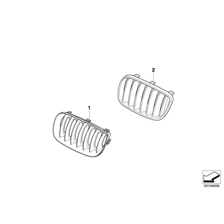 Grille avant droite - Pièce d'origine BMW 51133402910 Grille avant droite - Pièce d'origine BMW 51133402910