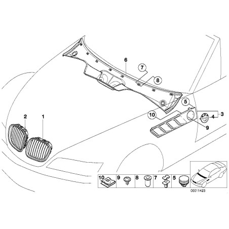 Grille droite - Pièce d'origine BMW 51130031434 Grille droite - Pièce d'origine BMW 51130031434