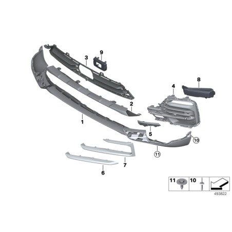 Grille latérale fermée droite - Pièce d'origine BMW 51117449688 Grille latérale fermée droite - Pièce d'origine BMW 51117449688