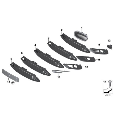 Grille avant gauche - Pièce d'origine BMW 51137300543