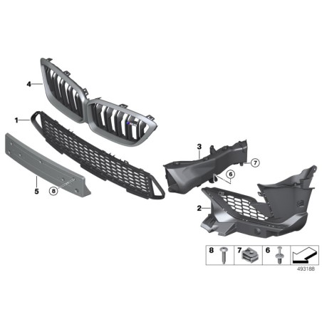 Grille avant peinte - Pièce d'origine BMW 51138078000 Grille avant peinte - Pièce d'origine BMW 51138078000