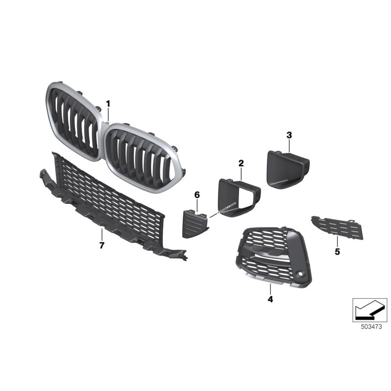 Grille avant Shadowline - Pièce d'origine BMW 51138080619 Grille avant Shadowline - Pièce d'origine BMW 51138080619