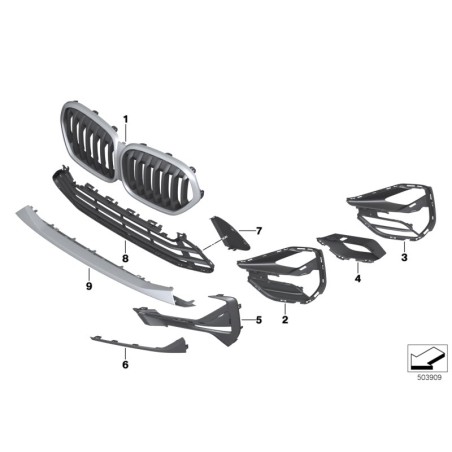 Grille avant X-Line - Pièce d'origine BMW 51138493451 Grille avant X-Line - Pièce d'origine BMW 51138493451