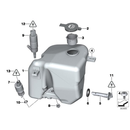 Grommet Lave-phares de phare - Pièce d'origine BMW 61671378631