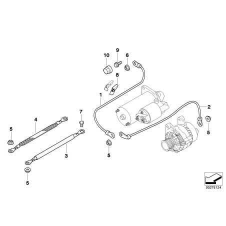 Câble de mise à la terre - Pièce d'origine BMW 12421737755