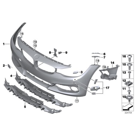 Capuchon de couverture de lave-glace avant droit de pare-chocs GT - Pièce d'origine BMW 51117371848