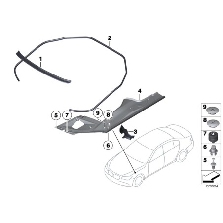 Joint de pare-chocs avant de capot GT - Pièce d'origine BMW 51767199435
