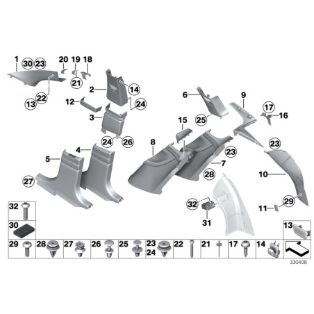 Housse en cuir blanc ivoire pour montant C gauche N/S - Pièce d'origine BMW 51477362079. Housse en cuir blanc ivoire pour montant C gauche N/S - Pièce d'origine BMW 51477362079.