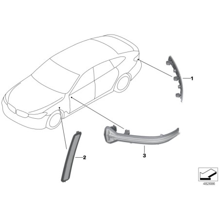 Paire de réflecteurs arrière GT - Pièce d'origine BMW 63147391647/63147391648 Paire de réflecteurs arrière GT - Pièce d'origine BMW 63147391647/63147391648