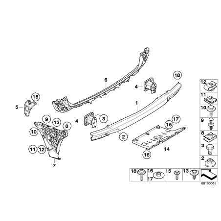 Guide inférieur central - Pièce d'origine BMW 51127896847 Guide inférieur central - Pièce d'origine BMW 51127896847