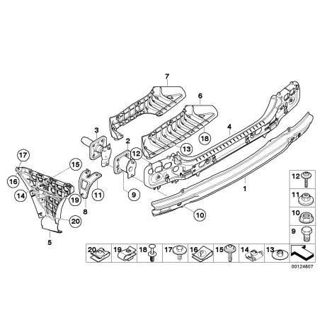 Guide inférieur central - Pièce d'origine BMW 51127896619