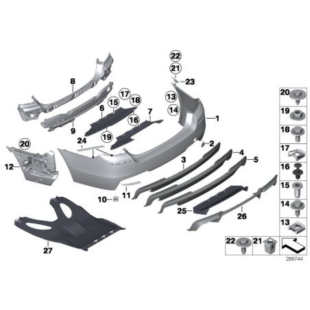 Guide inférieur central - Pièce d'origine BMW 51127907147