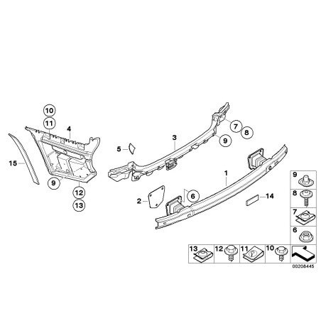Guide central arrière - Pièce d'origine BMW 51127161457