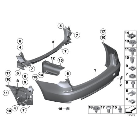 Guide Centre Arrière - Pièce d'origine BMW 51127201215
