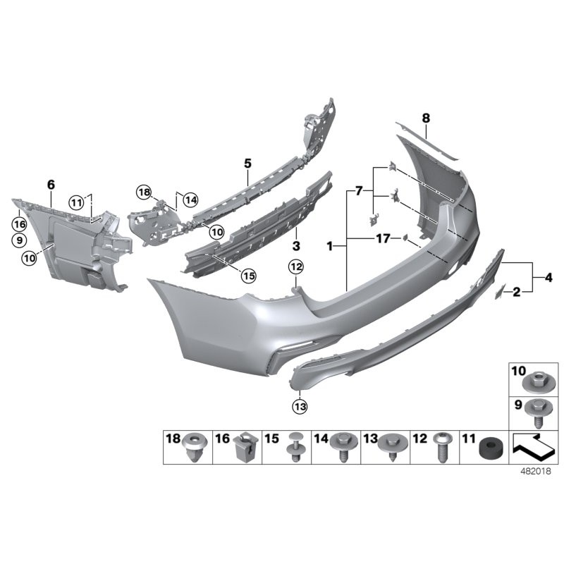 Guide Centre Arrière - Pièce d'origine BMW 51128067762 Guide Centre Arrière - Pièce d'origine BMW 51128067762