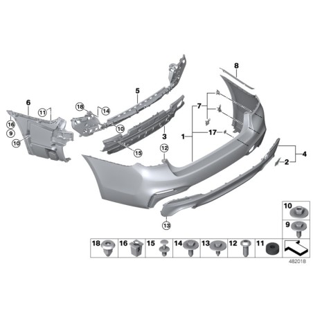 Guide Centre Arrière - Pièce d'origine BMW 51128067762