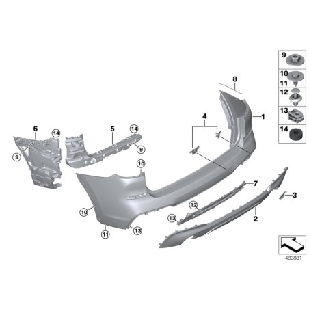 Guide pour pare-chocs côté droit - Pièce d'origine BMW 51127400666