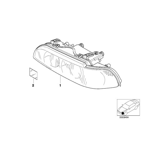 Phare avant halogène gauche - Pièce d'origine BMW 63126900199