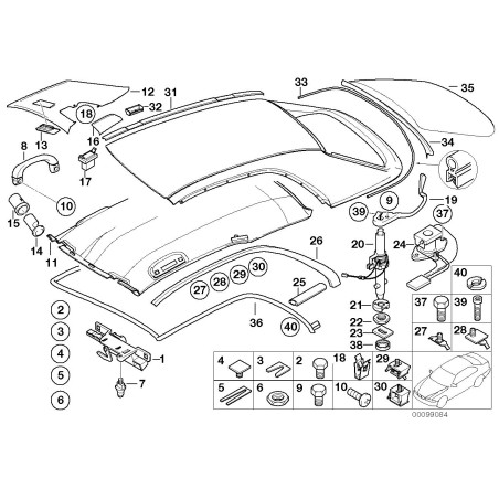 Couvercle de verrouillage de couvercle de toit rigide - Pièce d'origine BMW 54218228947 Couvercle de verrouillage de couvercle de toit rigide - Pièce d'origine BMW 54218228947