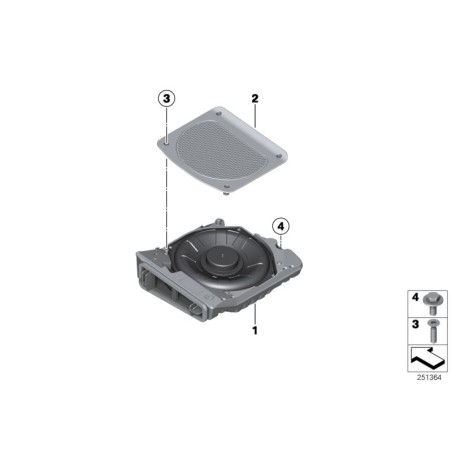 Haut-parleur de grave Harman Kardon sous le siège gauche - Pièce d'origine BMW 65139210151