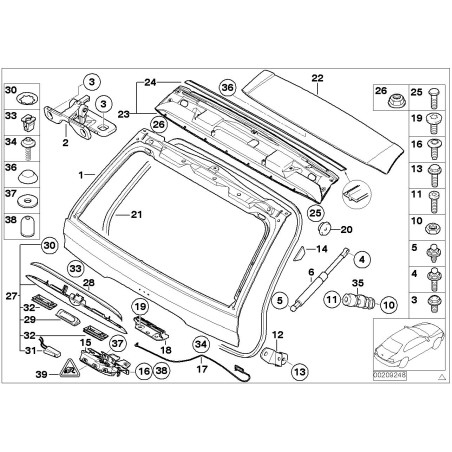 Joint d'étanchéité de hayon supérieur - Pièce d'origine BMW 51718403231 Joint d'étanchéité de hayon supérieur - Pièce d'origine BMW 51718403231