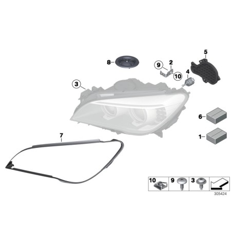 Kit de réparation de support de phare - Gauche - Pièce d'origine BMW 63117225235