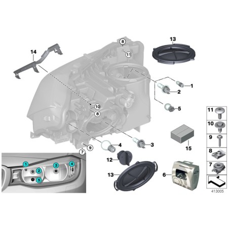 Support de phare droit - Pièce d'origine BMW 63117400480