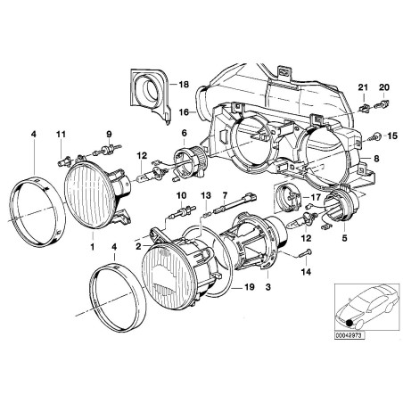 Boîtier de phare avant gauche E30 - Pièce d'origine BMW 63121385601 Boîtier de phare avant gauche E30 - Pièce d'origine BMW 63121385601